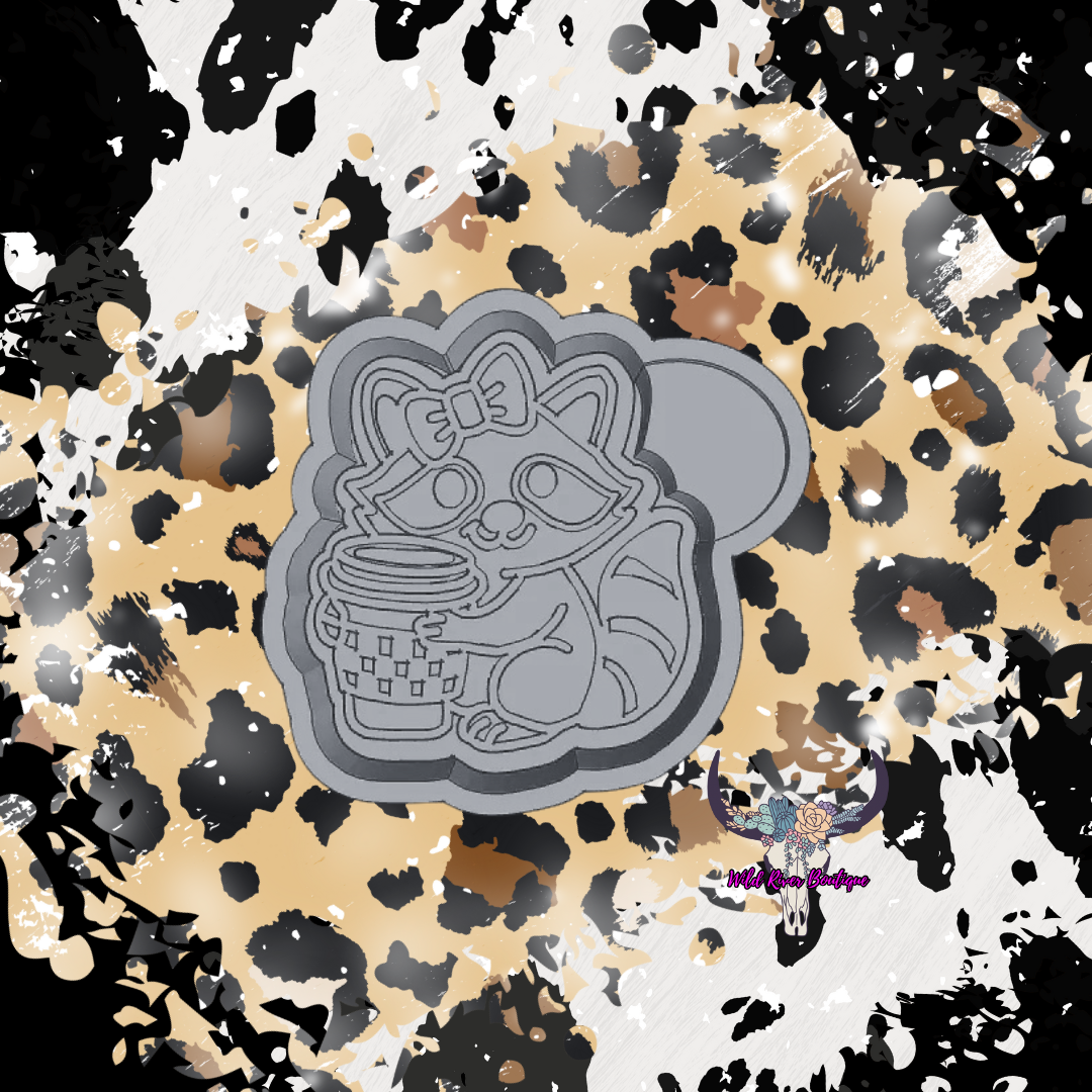 Raccoon With Coffee Freshie Mold