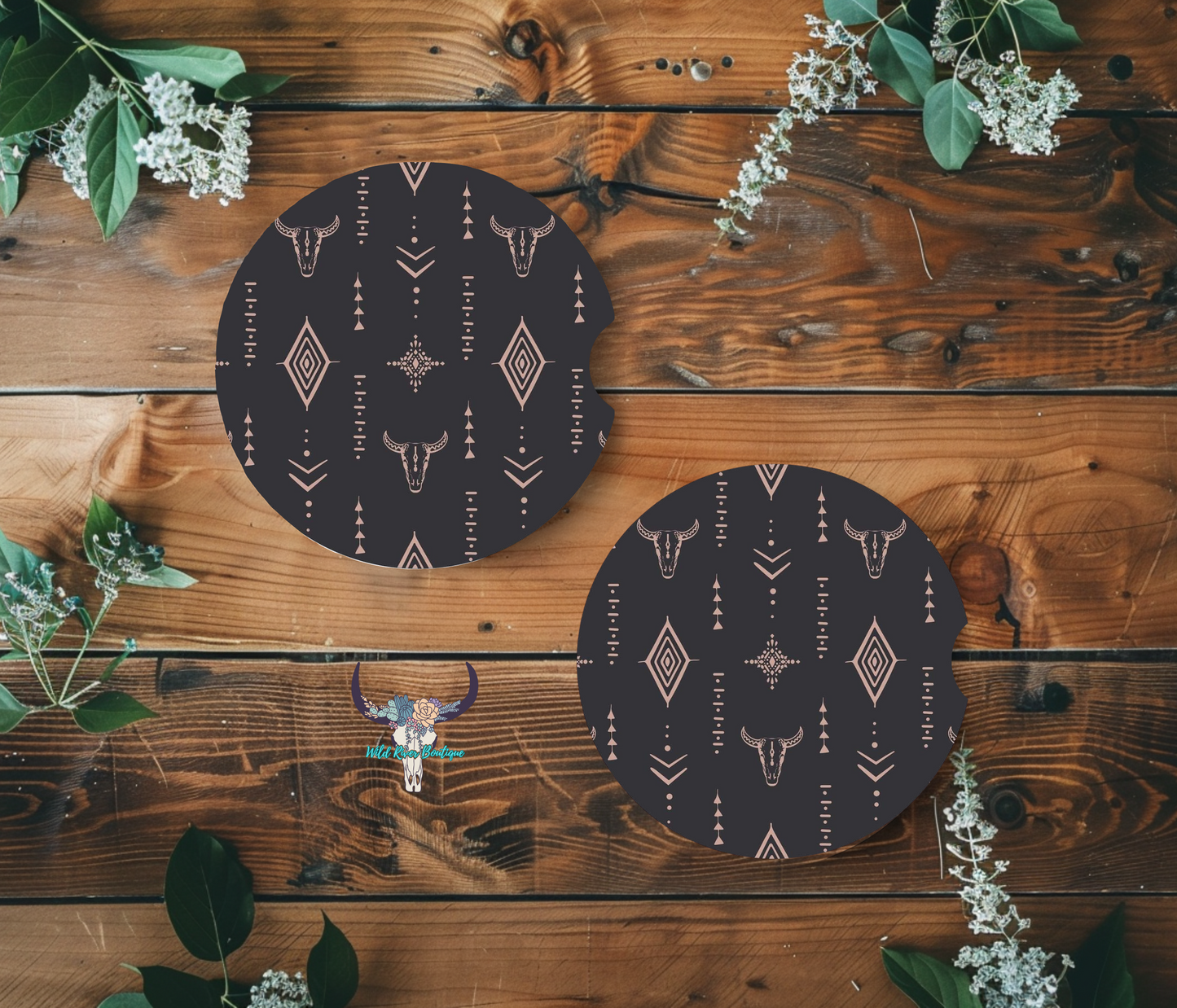 Bull Skull Car Coasters