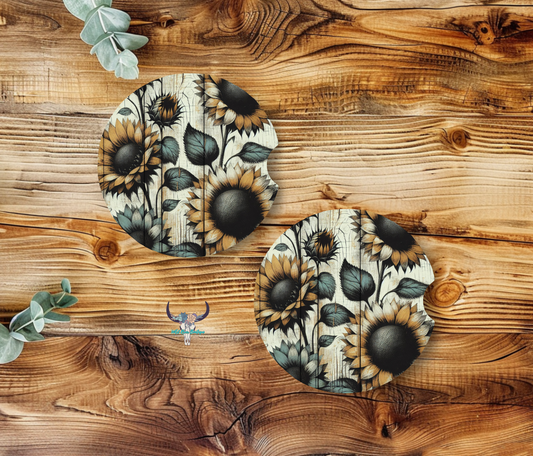 Rustic Sunflower Car Coasters