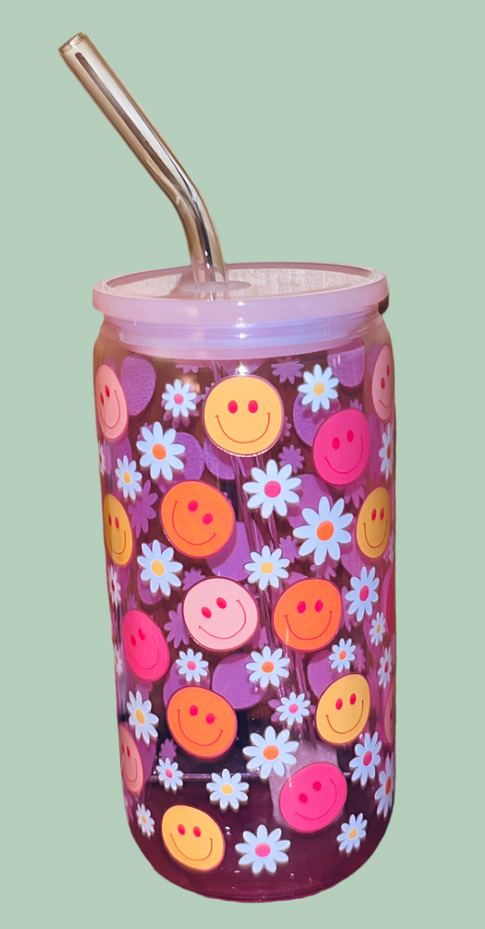 Smiley 16oz Glass Cup