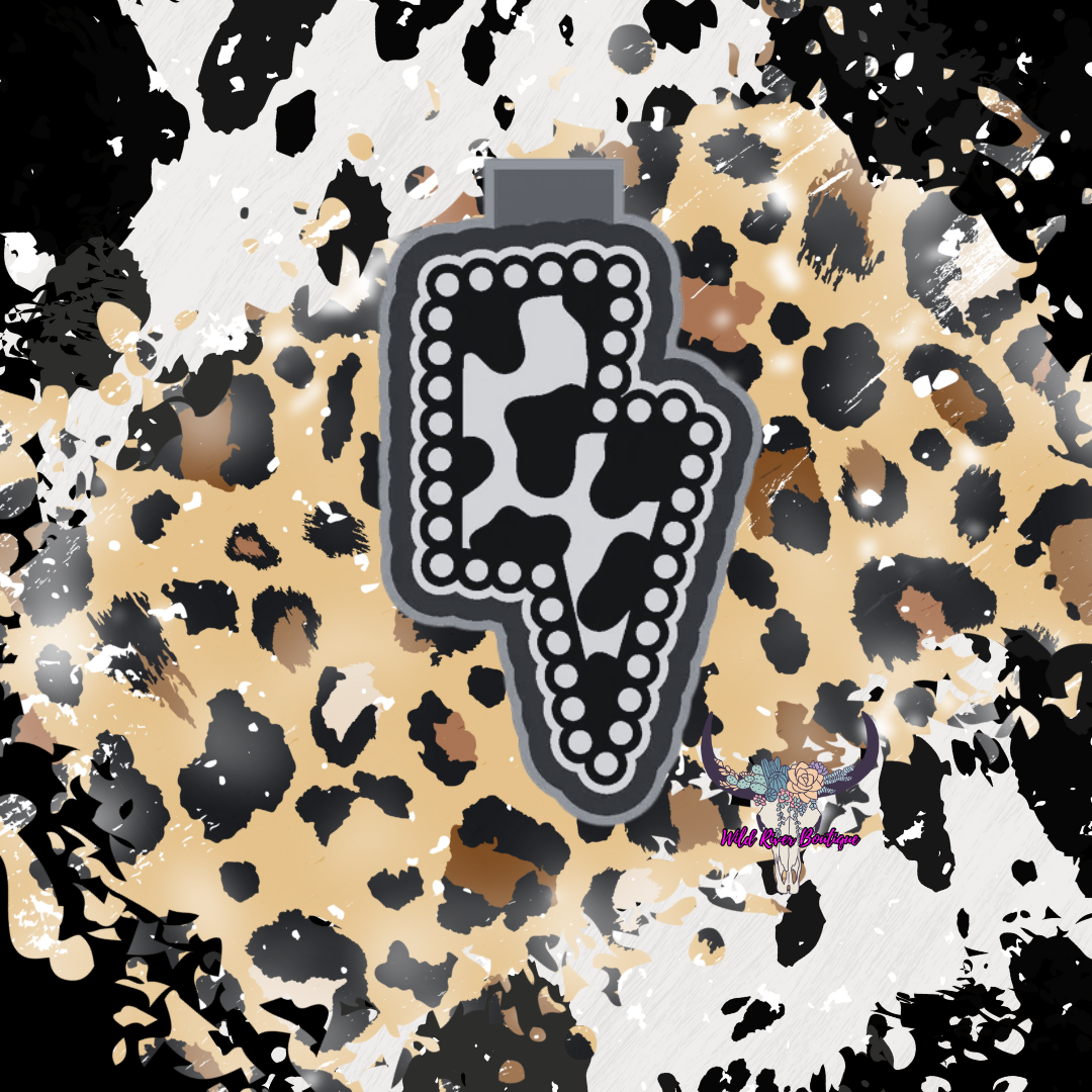 Cow Print Lightening Bolt Freshie Mold