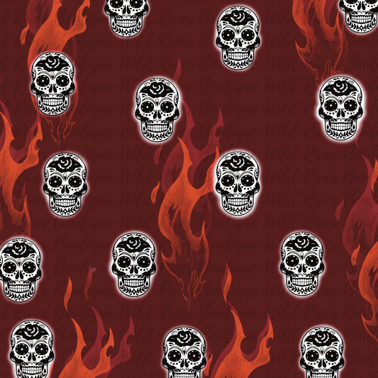 Skulls on Fire Seamless