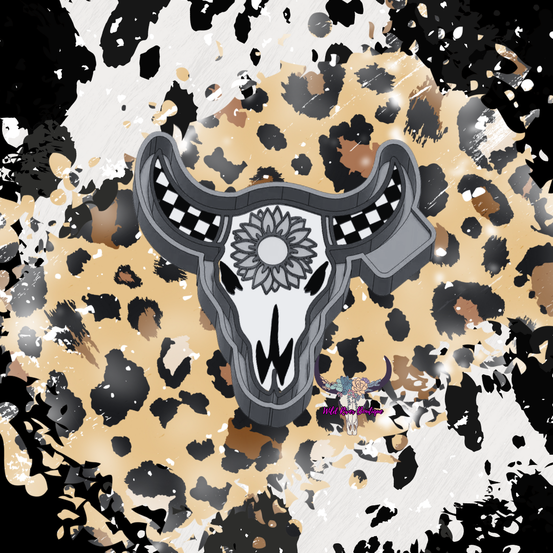 Checkered Bull Skull Freshie Mold
