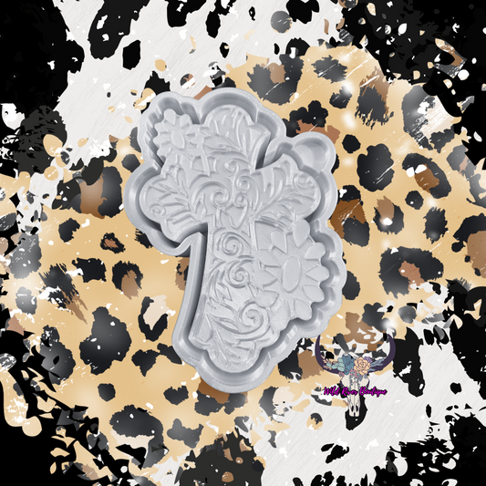 Tooled Leather Cross Freshie Mold