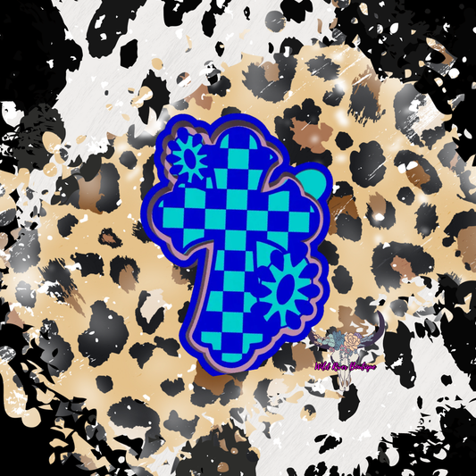 Checkered Cross with Gems Freshie Mold