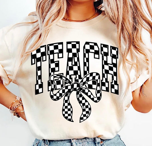 Black and White Checkered Teach Tee