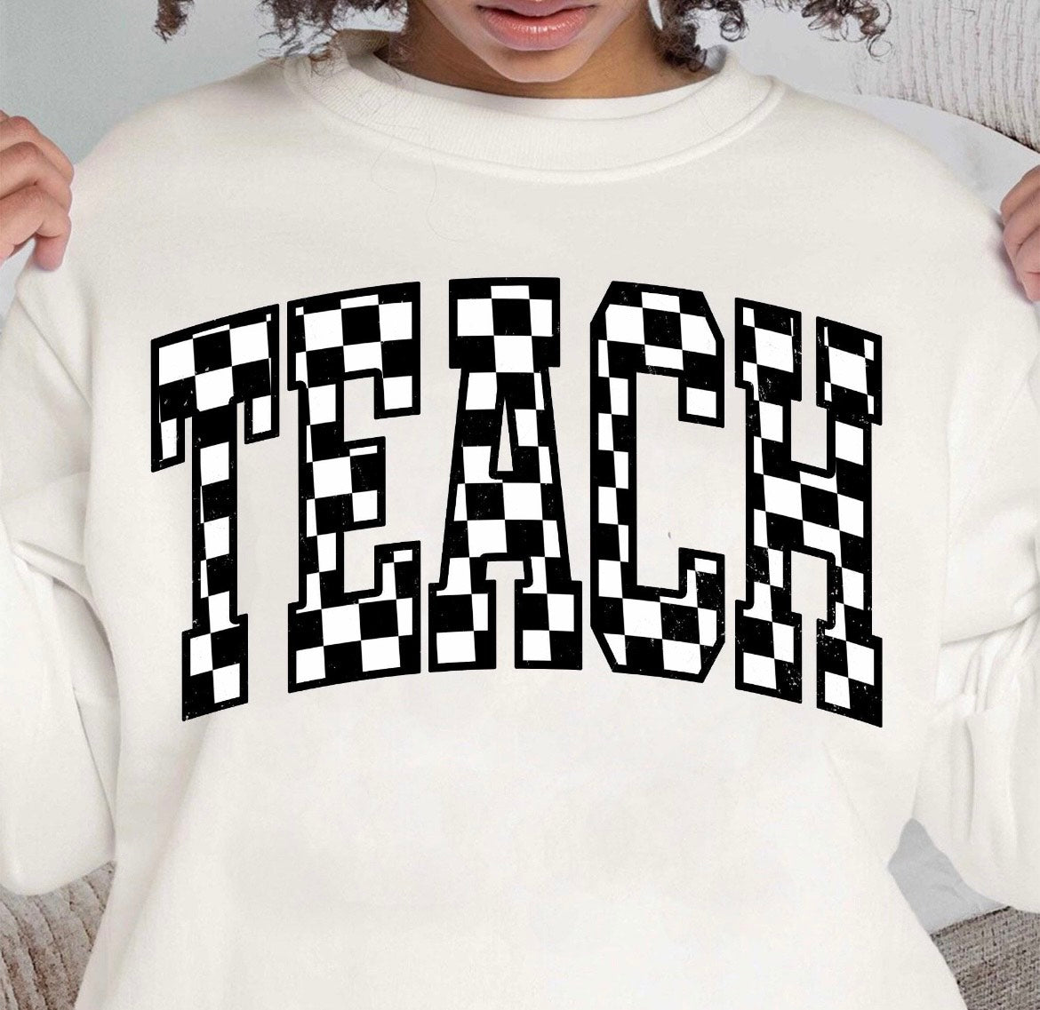 Black and White Checkered Teach Tee